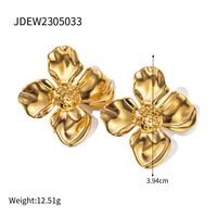 1 Pair Commute Flower Plating Stainless Steel 18k Gold Plated Earrings sku image 1