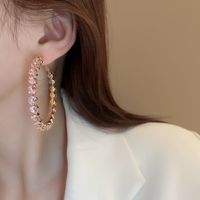 1 Pair Sexy Streetwear Solid Color Inlay Copper Zircon Hoop Earrings main image 3