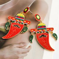 1 Pair Casual Exaggerated Ethnic Style Cactus Inlay Alloy Resin Drop Earrings main image 2