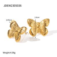 1 Paire Élégant Style Vintage Papillon Placage Acier Inoxydable Plaqué Or 18k Boucles D'oreilles sku image 1