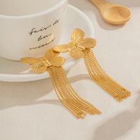 1 Pair Ig Style Retro Modern Style Tassel Butterfly Plating Stainless Steel 18k Gold Plated Drop Earrings main image 3