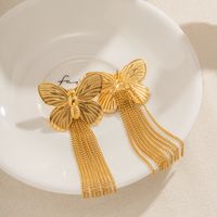 1 Pair Ig Style Retro Modern Style Tassel Butterfly Plating Stainless Steel 18k Gold Plated Drop Earrings main image 4