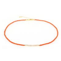 Vacation Sweet Solid Color Artificial Crystal Freshwater Pearl Beaded Chain Necklace sku image 2
