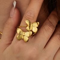 Elegant Retro Butterfly Stainless Steel Plating 18k Gold Plated Open Rings main image 1