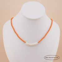 Vacation Sweet Solid Color Artificial Crystal Freshwater Pearl Beaded Chain Necklace main image 8