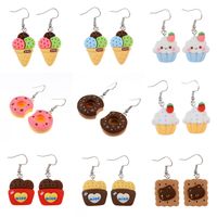 1 Pair Cute Sweet Ice Cream Fruit Plastic Resin Drop Earrings main image 1