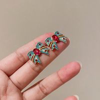 1 Pair Ig Style Sweet Flower Strawberry Butterfly Plating Inlay Alloy Rhinestones Ear Studs main image 5
