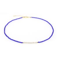 Vacation Sweet Solid Color Artificial Crystal Freshwater Pearl Beaded Chain Necklace sku image 9