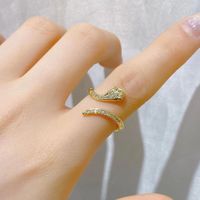 Ig Style Snake Copper Plating Inlay Zircon Open Ring main image 4