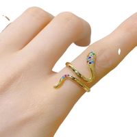 Ig Style Snake Copper Plating Inlay Zircon Open Ring main image 3