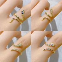 Ig Style Snake Copper Plating Inlay Zircon Open Ring main image 1