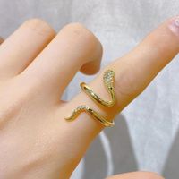 Ig Style Snake Copper Plating Inlay Zircon Open Ring main image 2
