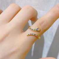 Ig Style Snake Copper Plating Inlay Zircon Open Ring sku image 4