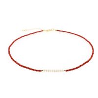 Vacation Sweet Solid Color Artificial Crystal Freshwater Pearl Beaded Chain Necklace sku image 10