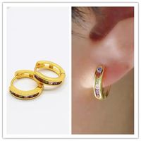 1 Pair Simple Style Circle Plating Inlay Copper Zircon Earrings main image 3