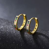 1 Pair Simple Style Circle Plating Inlay Copper Zircon Earrings main image 2