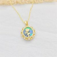 Sweet Heart Shape Flower Bow Knot Copper Plating Inlay Artificial Pearls Shell Zircon 18k Gold Plated Pendant Necklace sku image 2
