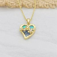 Sweet Heart Shape Flower Bow Knot Copper Plating Inlay Artificial Pearls Shell Zircon 18k Gold Plated Pendant Necklace main image 4