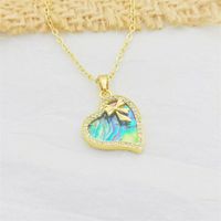 Sweet Heart Shape Flower Bow Knot Copper Plating Inlay Artificial Pearls Shell Zircon 18k Gold Plated Pendant Necklace sku image 3