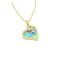 Sweet Heart Shape Flower Bow Knot Copper Plating Inlay Artificial Pearls Shell Zircon 18k Gold Plated Pendant Necklace main image 2