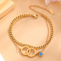 Retro Classic Style Four Leaf Clover Round Eye 304 Stainless Steel 18K Gold Plated Resin Rhinestones Bracelets In Bulk main image 4