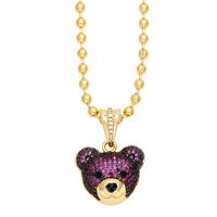 Hip-hop Streetwear Bear Copper 18k Gold Plated Zircon Pendant Necklace In Bulk sku image 1