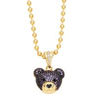 Hip-hop Streetwear Bear Copper 18k Gold Plated Zircon Pendant Necklace In Bulk sku image 3
