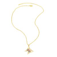 Ig Style Bee Dragonfly Butterfly Copper Plating Inlay Zircon 18k Gold Plated Pendant Necklace main image 5