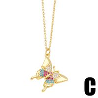 Ig Style Bee Dragonfly Butterfly Copper Plating Inlay Zircon 18k Gold Plated Pendant Necklace main image 3