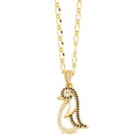 Ig Style Cool Style Penguin Cat Parrot Copper Plating Inlay Zircon 18k Gold Plated Pendant Necklace main image 4