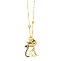 Ig Style Cool Style Penguin Cat Parrot Copper Plating Inlay Zircon 18k Gold Plated Pendant Necklace main image 2