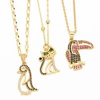 Ig Style Cool Style Penguin Cat Parrot Copper Plating Inlay Zircon 18k Gold Plated Pendant Necklace main image 1