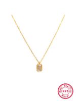 Elegant Luxurious Queen Rectangle Sterling Silver Plating Inlay Zircon 18k Gold Plated Pendant Necklace main image 2