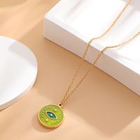 304 Stainless Steel 18K Gold Plated Retro Classic Style Enamel Plating Mermaid Resin Necklace sku image 1