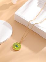 304 Stainless Steel 18K Gold Plated Retro Classic Style Enamel Plating Mermaid Resin Necklace main image 6