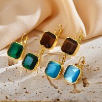 1 Pair Simple Style Square Plating Inlay Stainless Steel Zircon Gold Plated Ear Studs main image 8