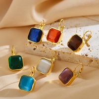 1 Pair Simple Style Square Plating Inlay Stainless Steel Zircon Gold Plated Ear Studs main image 1