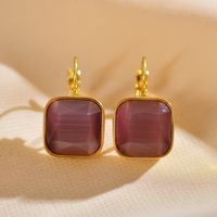 1 Pair Simple Style Square Plating Inlay Stainless Steel Zircon Gold Plated Ear Studs main image 9