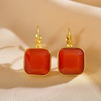 1 Pair Simple Style Square Plating Inlay Stainless Steel Zircon Gold Plated Ear Studs main image 6