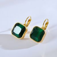 1 Pair Simple Style Square Plating Inlay Stainless Steel Zircon Gold Plated Ear Studs main image 4