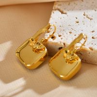 1 Pair Simple Style Square Plating Inlay Stainless Steel Zircon Gold Plated Ear Studs main image 2