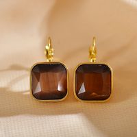 1 Pair Simple Style Square Plating Inlay Stainless Steel Zircon Gold Plated Ear Studs sku image 5