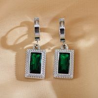 1 Pair Elegant Luxurious Simple Style Square Plating Inlay Stainless Steel Zircon Silver Plated Earrings main image 7