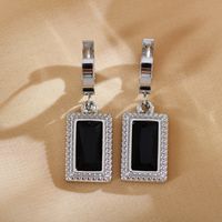 1 Pair Elegant Luxurious Simple Style Square Plating Inlay Stainless Steel Zircon Silver Plated Earrings main image 6