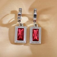 1 Pair Elegant Luxurious Simple Style Square Plating Inlay Stainless Steel Zircon Silver Plated Earrings main image 4