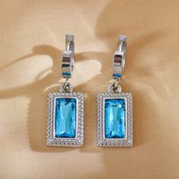 1 Pair Elegant Luxurious Simple Style Square Plating Inlay Stainless Steel Zircon Silver Plated Earrings main image 3