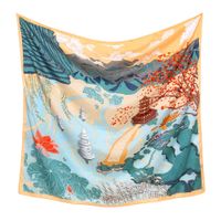 Women's Vintage Style Letter Color Block Polyester Silk Scarves sku image 24