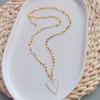 Vacation Simple Style Moon Heart Shape Freshwater Pearl Glass Copper Beaded Plating Inlay Zircon 18k Gold Plated Necklace main image 3