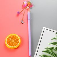 Good-looking Colorful Butterfly Hanging Pen Gold-plated Chain Pearl Accessories Pendant Gel Pen Cute Stationery Student Ball Pen sku image 3