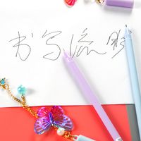 Good-looking Colorful Butterfly Hanging Pen Gold-plated Chain Pearl Accessories Pendant Gel Pen Cute Stationery Student Ball Pen main image 3